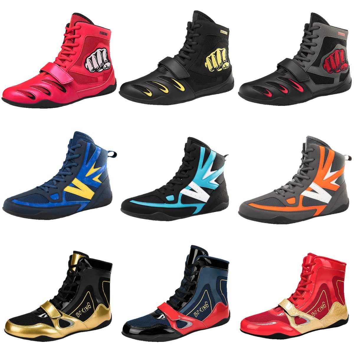 2026 Factory Direct Sales Cross-Border New Model Men's and Women's Anti-Slip Anti-Fall Boxing Shoes for Combat Training, Lightweight and Wear-Resistant Wrestling Shoes
