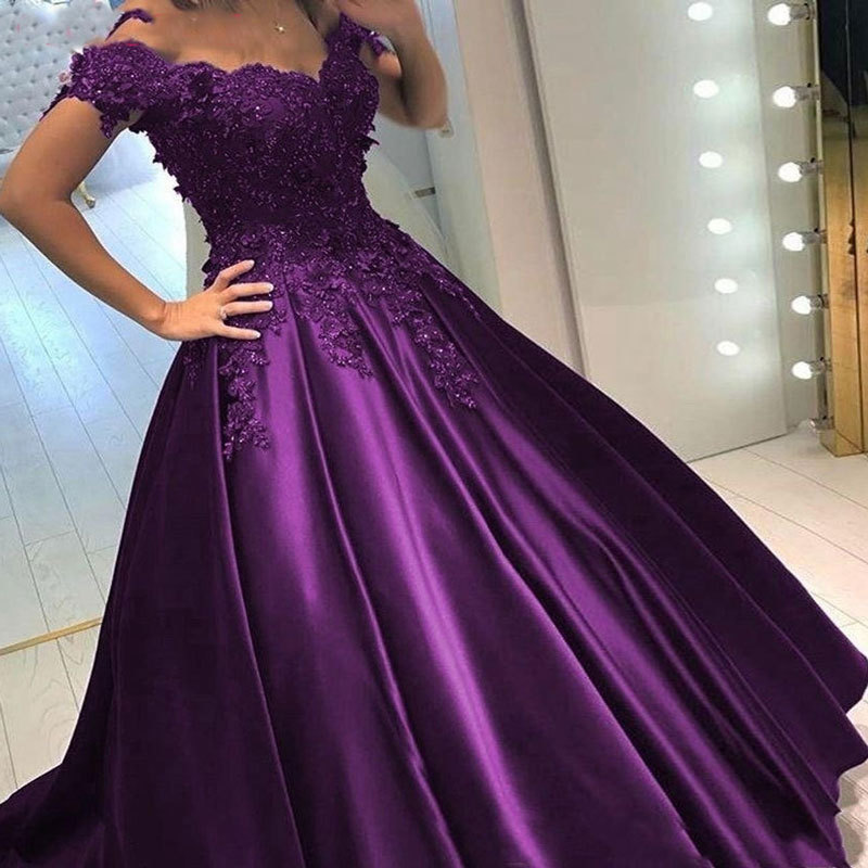 Vestido de noche elegante y gracioso con encaje, estilo europeo y americano, para comercio exterior, Amazon, AliExpress, Wish, nuevo, con hombros descubiertos y corte en A. image 3