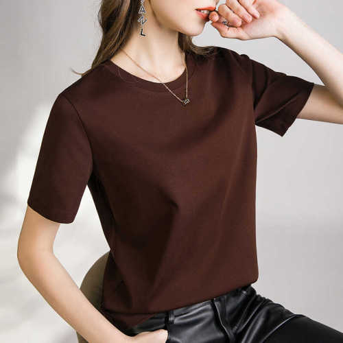 High-end European French-style luxury fashion trendy women's summer heavy-duty short-sleeve T-shirt 2025