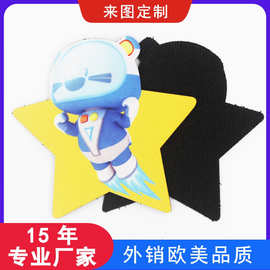 定做高清全彩logo数码印花章魔术贴锁边喷彩布贴热转印花胸章带胶