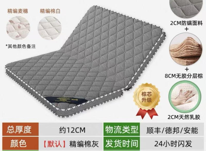 天然椰棕床垫硬垫子家用卧室儿童榻榻米折叠软垫席梦思出租房专用|undefined