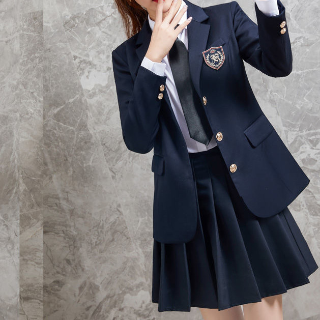 여성 학생 JK 유니폼 긴팔 세 조각 세트 패션 캐주얼 대학 스타일 클래스 원피스 영국 스타일 세트 셔츠 주름 치마