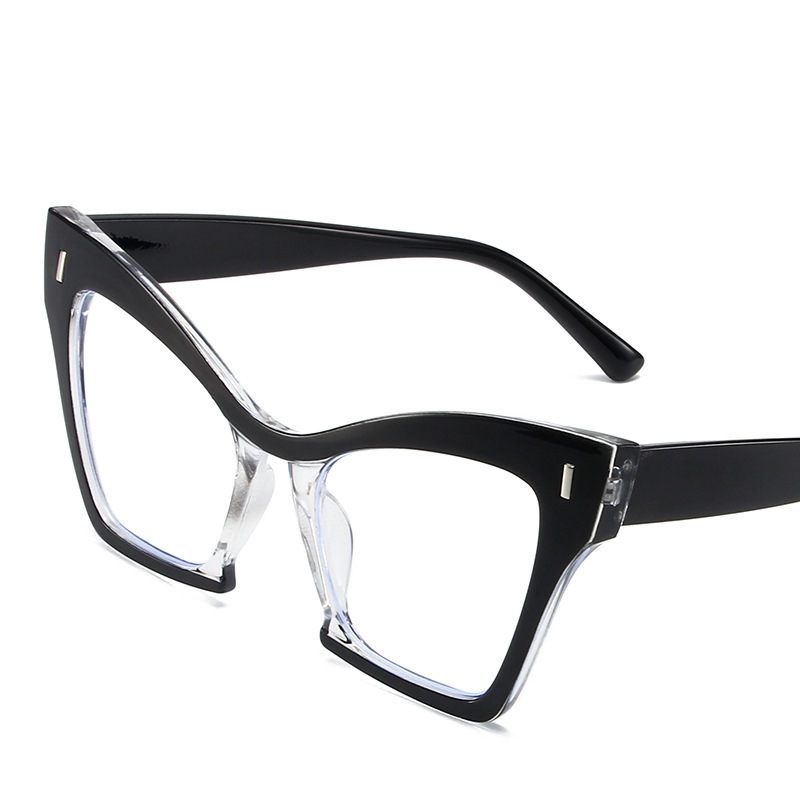 Marco grande transfronterizo a juego de color, cara sin personalidad, ojos de gatito, lente plana anti-luz azul, gafas de montura de miopía europeas y americanas