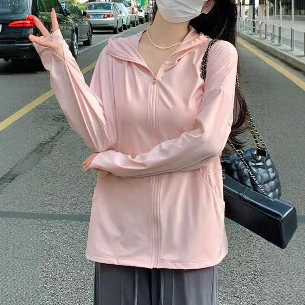 Chaqueta de Protección Solar con Capucha para Mujer de Poliéster UPF30+ Transpirable