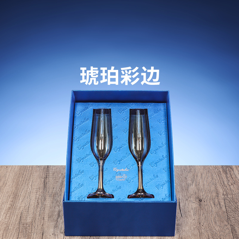 Caja de regalo de tazas de vino tintas importadas de la República Checa, tazas de cristal de alto valor, juegos de vinos de lujo personalizados