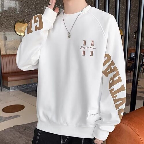 Autumn/Winter Men's Hooded Crew Neck Long Sleeve T-Shirt Streetwear Trendy Simple Sweatshirt Casual Men's Clothing