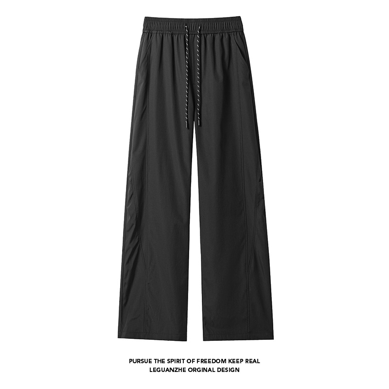 Schräg geschnittene, plissierte Cargohose im amerikanischen Herbststil für Herren – lässige Hose mit weitem Bein und geradem Bein_voghion.com