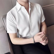 2023青春流行衬衫标准夏季气质男原宿日系文艺潮短袖潮流纯色新款