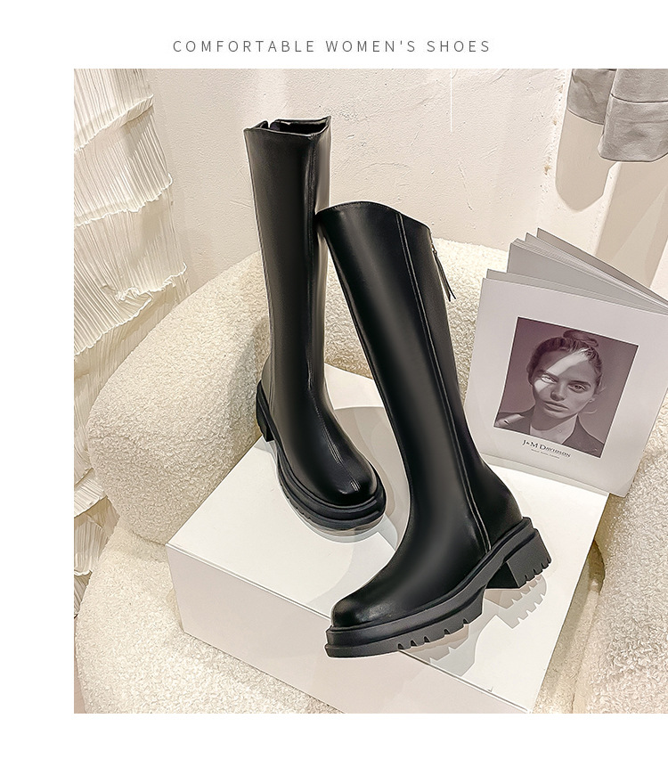 Autumn Winter Women Knight Boots With Inner Height Increase Sole_voghion.com