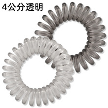 外贸新款4厘米透明色小号细款TPU弹力发绳 慵懒风黑色电话线发圈