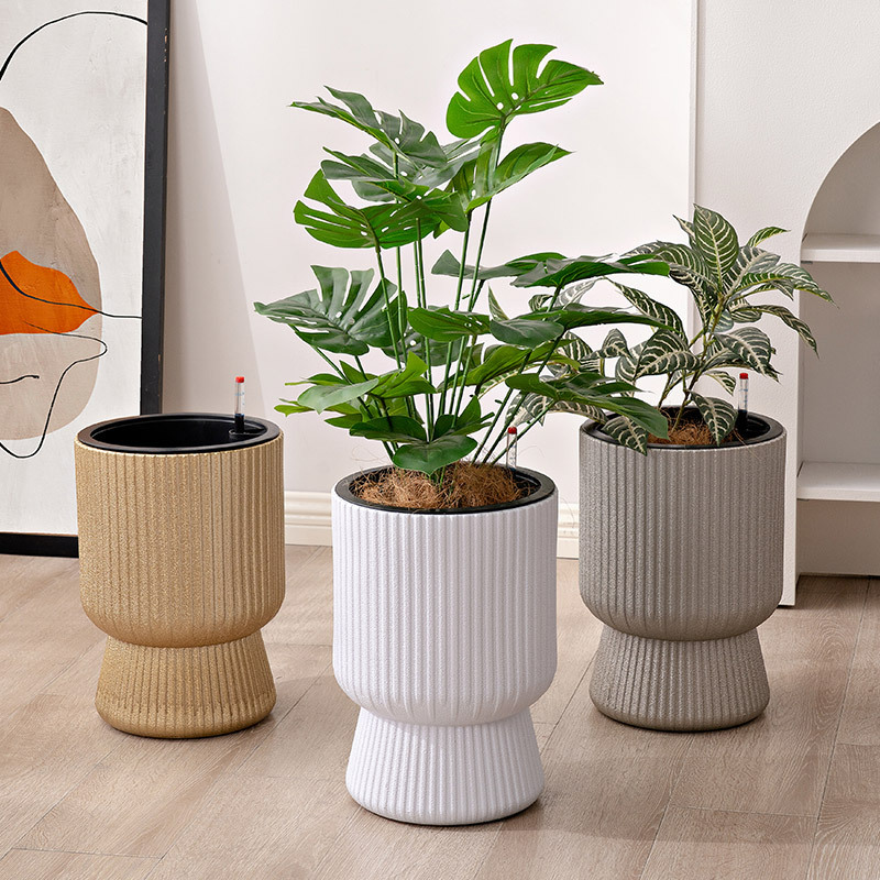 Nuevo nórdico asiático alto pie plástico imitación de cerámica simple creativa sala de estar orquídea mariposa casera maceta verde