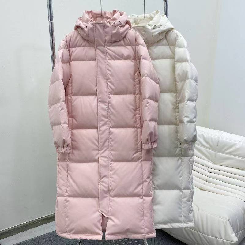 Bright Autumn Same Style New National Standard White Duck down Jacket for Chinese Drama School Entrance Exam, Unisex Couple's Extended Thickened Coat