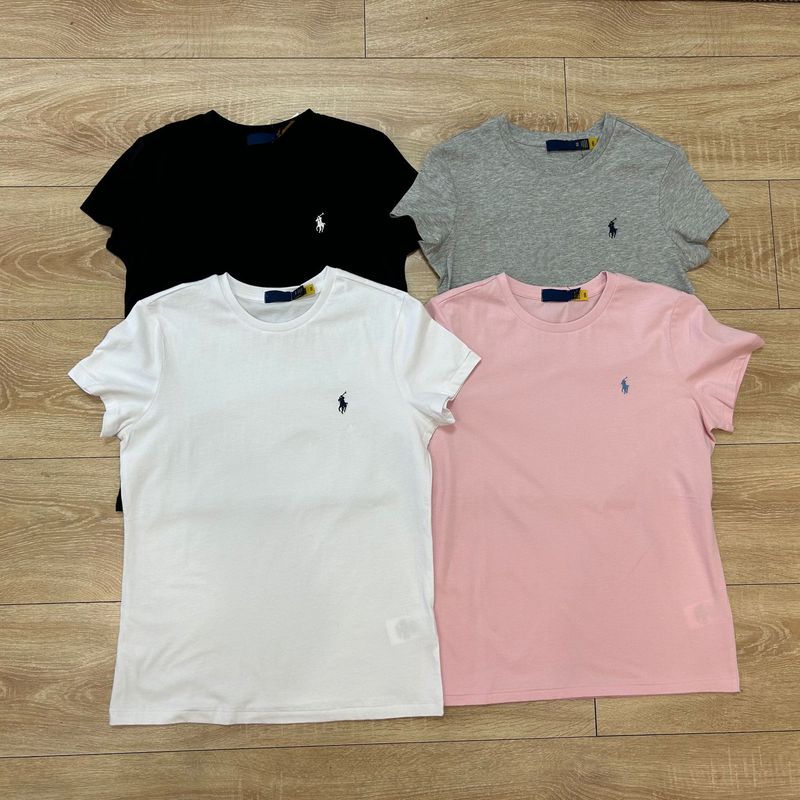 RL Raff Foreign Trade/Original Pony Embroidery Crewneck Loosen Casual T-shirt Short-sleeved Women's Short-sleeved Casual Style