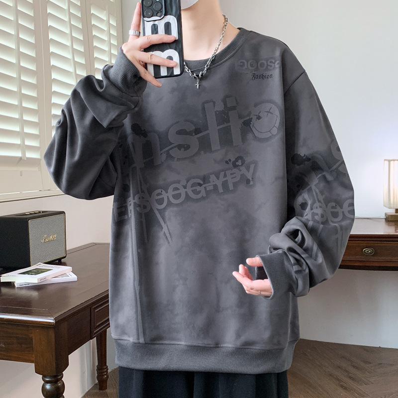 美式休闲基础款纯色圆领卫衣男秋冬ins潮牌大码宽松简约情侣上衣|undefined