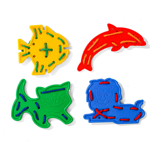 Children's creative children's threading board training Montessori early education baby's hand-eye coordination and sensory integration threading toys