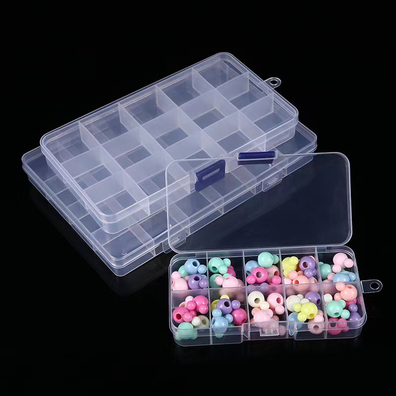Accesorios DIY piezas de joyería cuentas transparentes caja de almacenamiento pendientes caja de almacenamiento joyería caja de acabado caja desmontable