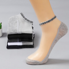 夏季玻璃絲船襪棉底防滑男襪超薄透氣冰絲短筒商務低幫淺口男絲襪