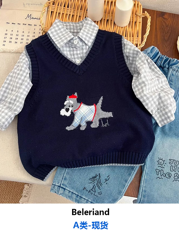 Children's demi-season cartoon knitted vest for men and women