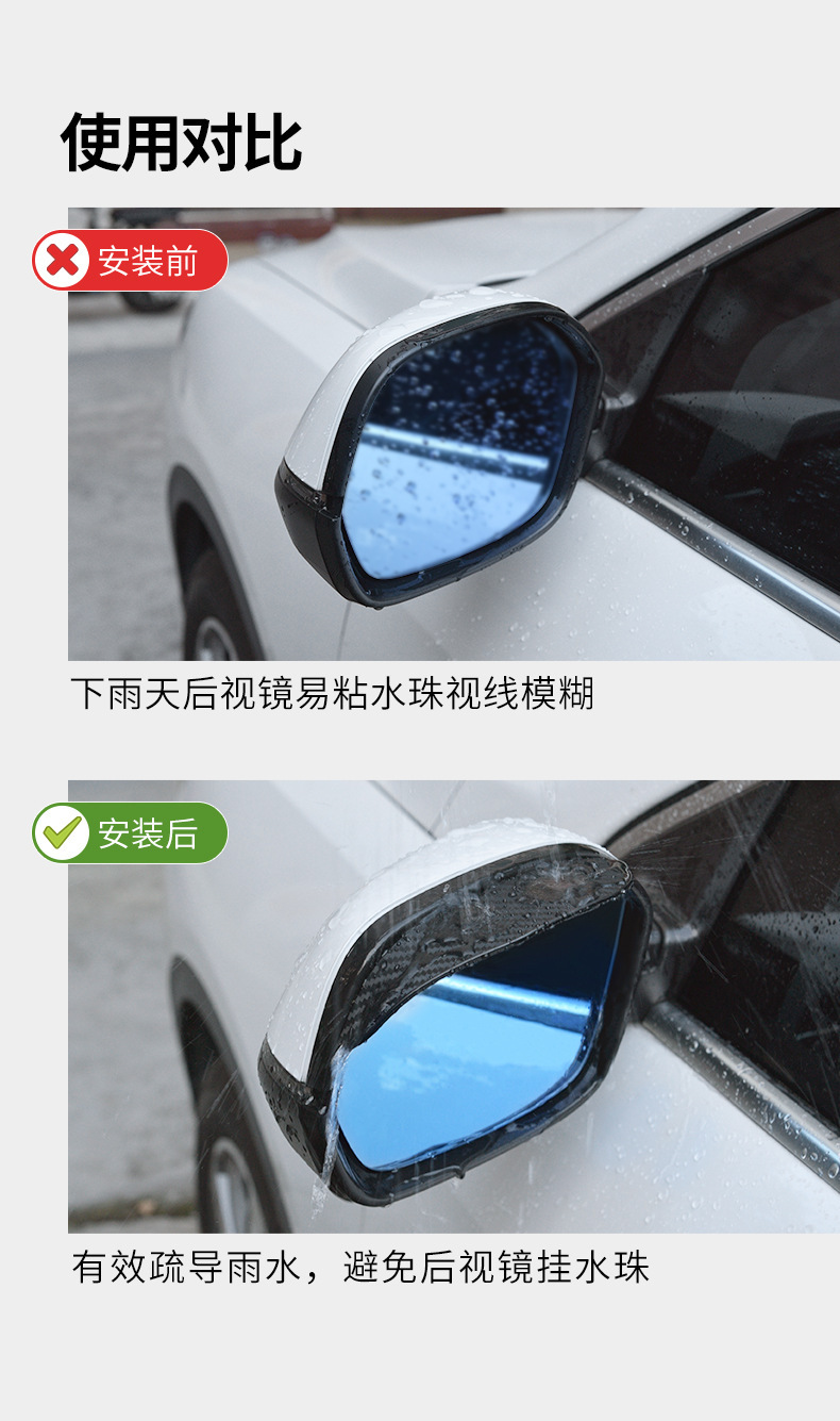 Cross-Border Sport Car Rearview Mirror Carbon Fiber Pattern Rain-Proof Eyebrow Reversing Mirror Rain-Proof Dust-Proof Universal Rain-Proof Shield
