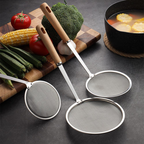 Sanrui 304 stainless steel oil filter spoon, oil skimming oil separation spoon, oil colander, ultra-fine foam removal 100 mesh filter spoon