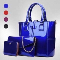 bags歐美新款女包三件套子母包韓版漆皮時尚潮手提包單肩女包卡包