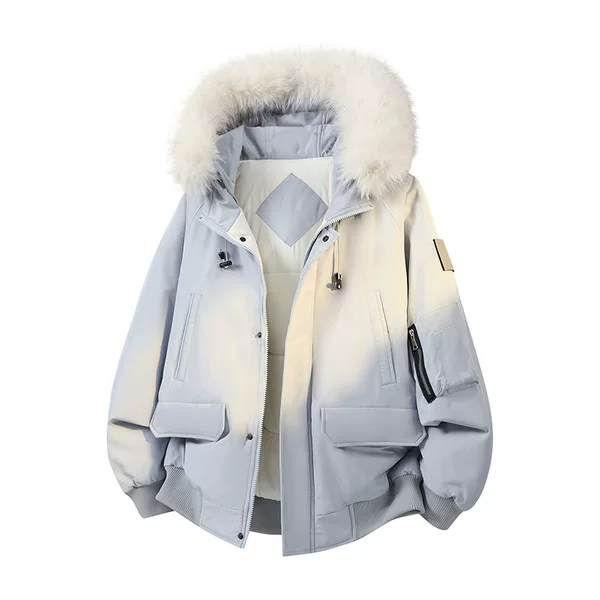 New fur-collar parka hooded cotton jacket for men and women, American-style workwear cotton coat, thickened trendy winter cotton coat