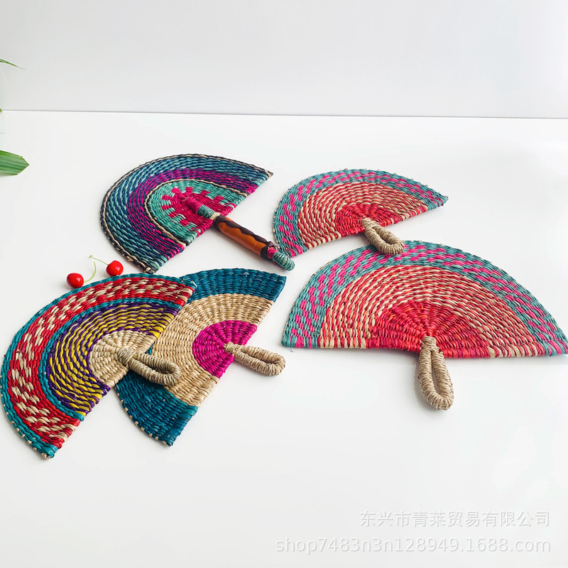 Vietnam imported hand-woven fan seaweed woven fan daily ins style African elements wall decoration summer