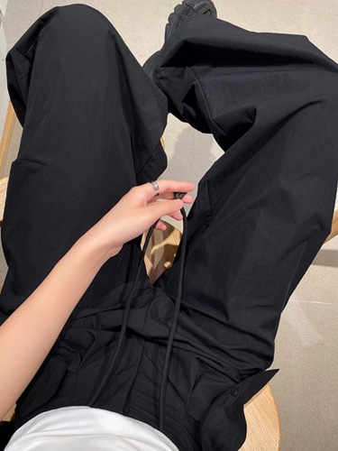 Women's 2025 Summer American-Style Quick-Dry Work Pants: High-Waist Parachute Trousers, Casual Wide-Leg Pants, and Sports/Outdoor Activewear