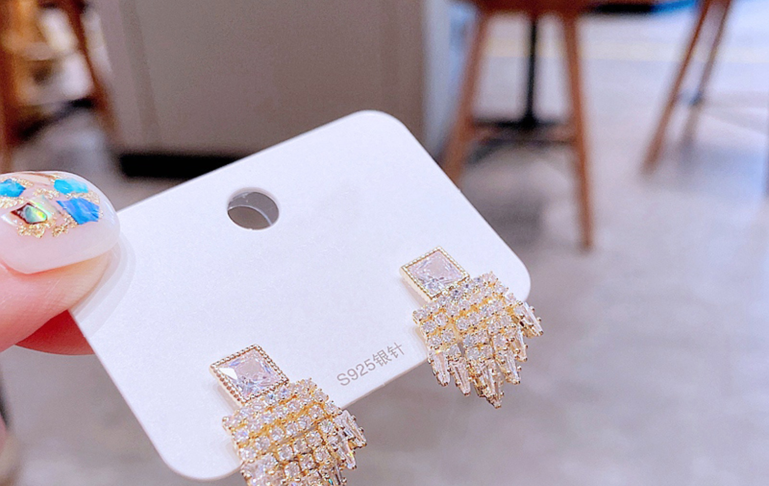 Exquisite Temperament Full Diamond Tassel Copper Earrings Cross-border Jewelry Wholesale display picture 9
