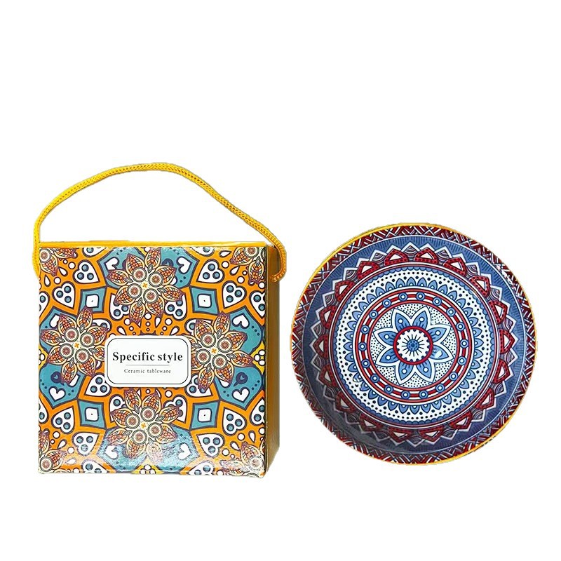 Bohemia tazón de cerámica para regalar tazón de regalo de desayuno transfronterizo tazón de postre esmaltado caja de regalo tazón de arroz image 5
