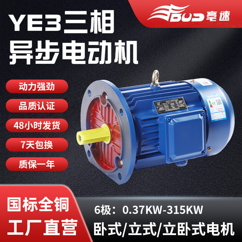 YE3三相异步电动机6极0.55kw-132千瓦高效率全铜电机立式国标电机