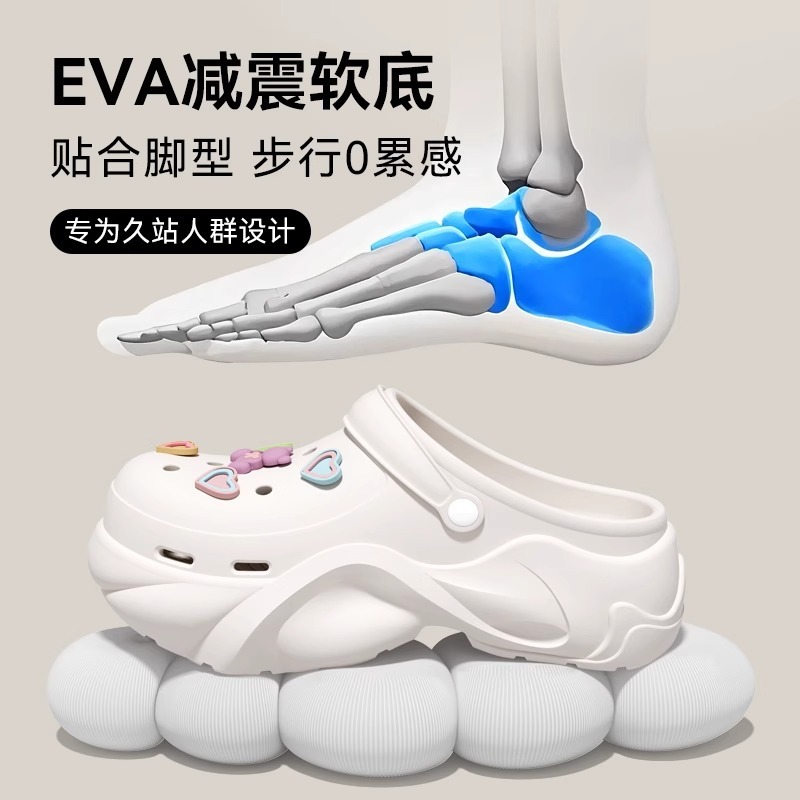 厚底洞洞鞋女款2025新款夏季外穿足弓支撑不累脚eva防滑凉拖女士|undefined