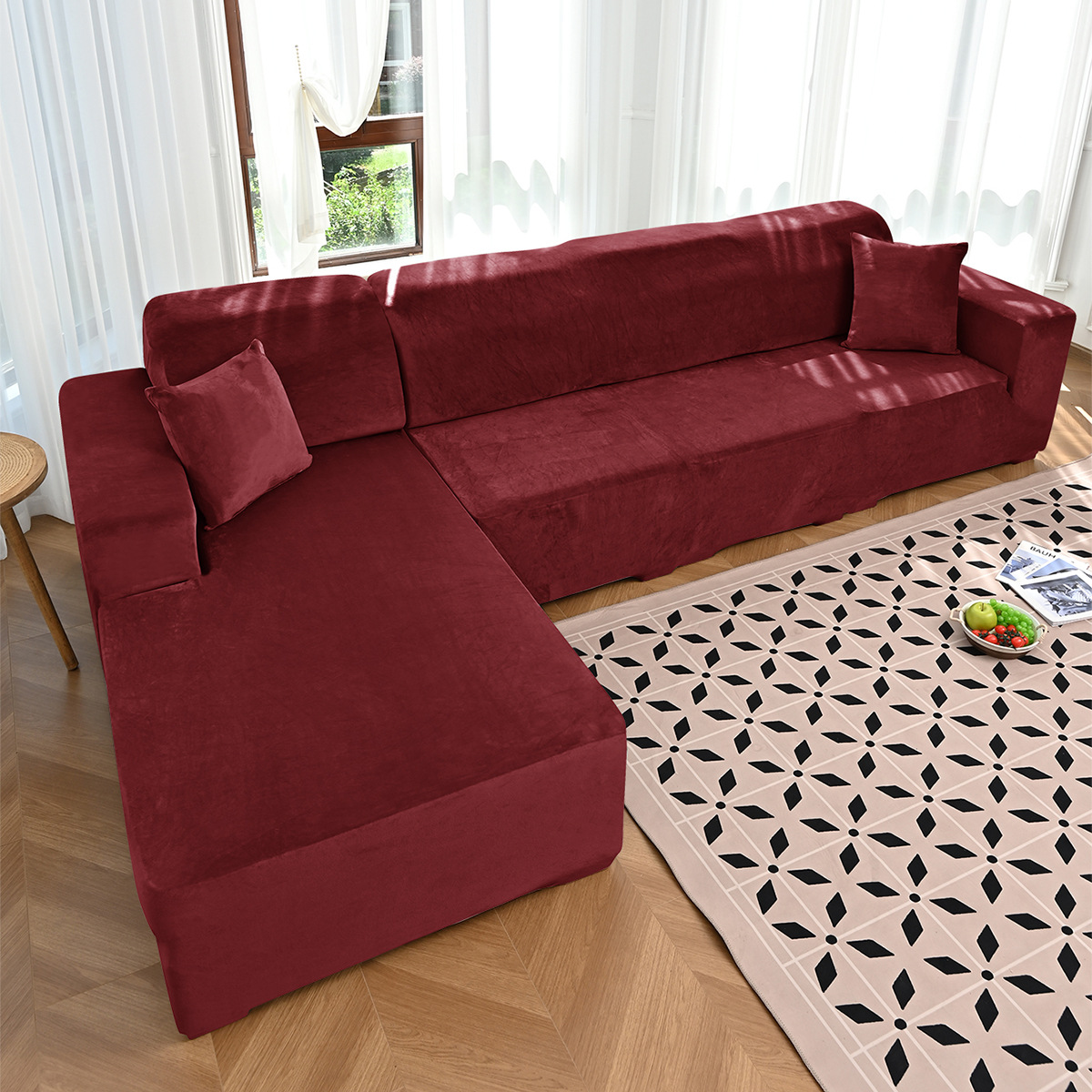 Transfronterizo al por mayor de color sólido elástico plata de zorro cubierta de sofá cubierta de sofá grueso universal cubierta de sofá antideslizante