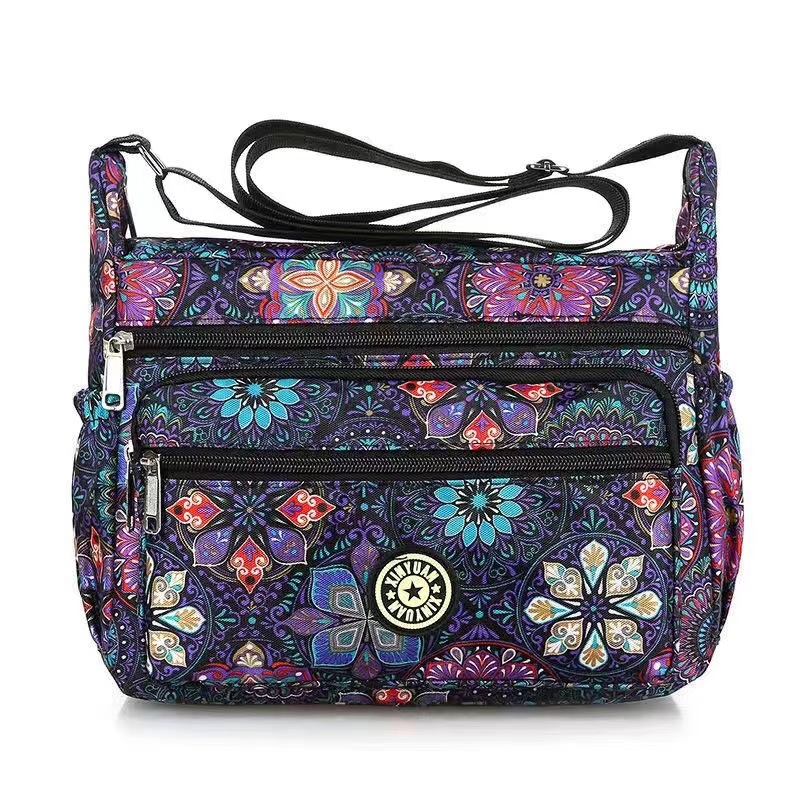 Bolsa de tela de flores bolsa de mensajero de las mujeres nueva bolsa de Madre de gran capacidad bolsa de hombro individual de mediana edad y ancianos bolsa de tela Oxford bolsa