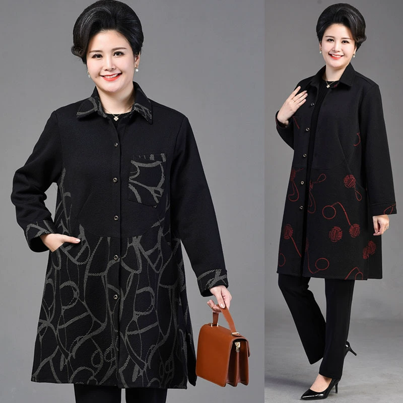 Подбор цветов мама осень толстые новое пальто богатые леди ветровка атмосферная долго среднего возраста одежда толстая мать