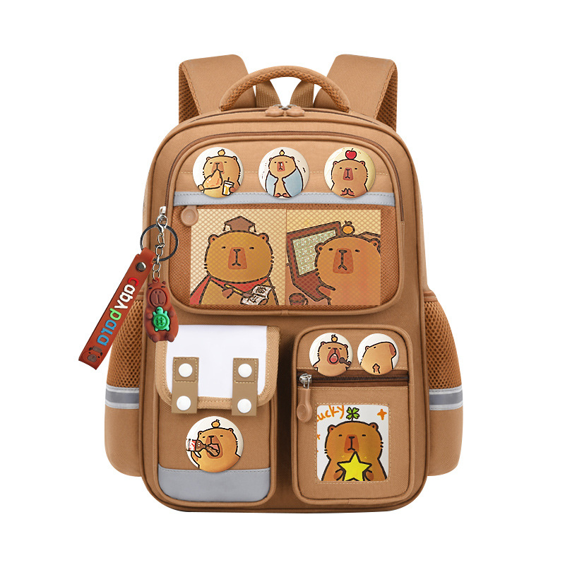 Nueva mochila escolar para niños Capibara, estudiantes de primaria, niños y niñas, caricaturas ligeras de gran capacidad, grados 1 - 6 3 mochila de hombro