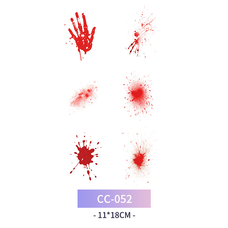 Transfronterizo en stock al por mayor de halloween colorido mariposa tatuaje pegatinas simulación sangrienta cicatriz pegatinas divertidas pegatinas impermeables