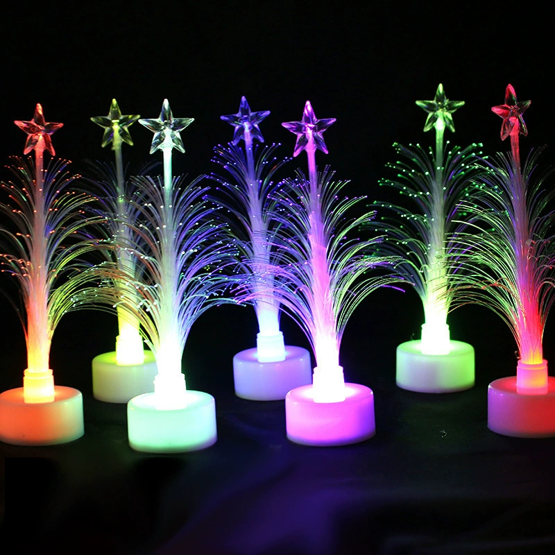 LED светодиодная гирлянда из волокна на ёлке, цветная настольная декоративная лампа, компактная и лёгкая