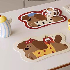 韩式腊肠狗卡通咖啡台垫隔热餐桌垫杯垫皮革餐垫防水防油免洗