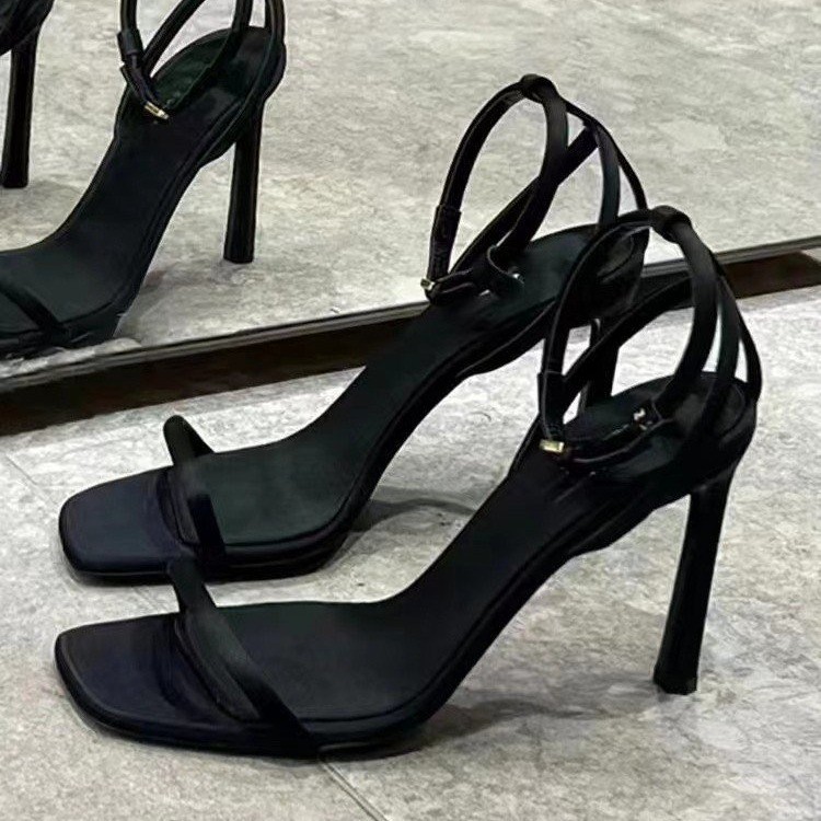 Elegant Black High Heeled Sandals