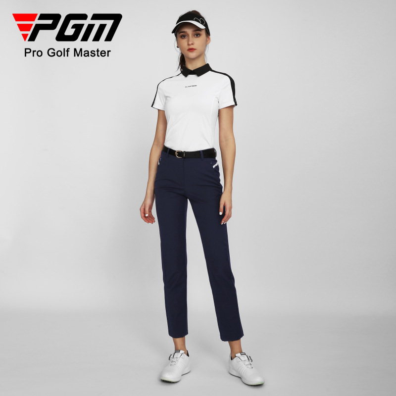 Quần golf nữ PGM dài ống đứng vải đục lỗ laser co giãn — KUZ150-Đen, KUZ150-màu xanh nước biển, KUZ150-màu trắng, YF560-màu trắng