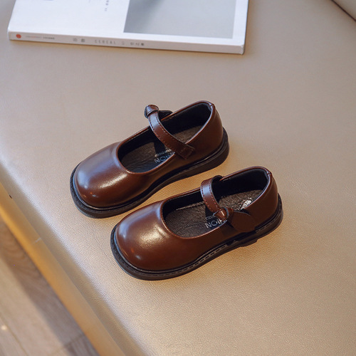2024 Autumn New Girls' Leather Shoes Little Girls British Style Princess Single Shoes Korean Style Student Performance Small Leather Shoes