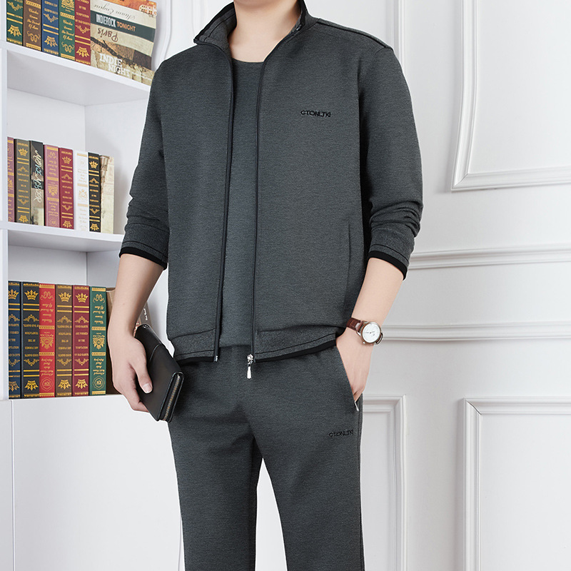 Trajes deportivos de mediana edad para hombres primavera y otoño nuevo estilo de mediana edad papá ropa de otoño ropa deportiva casual para hombres dos piezas
