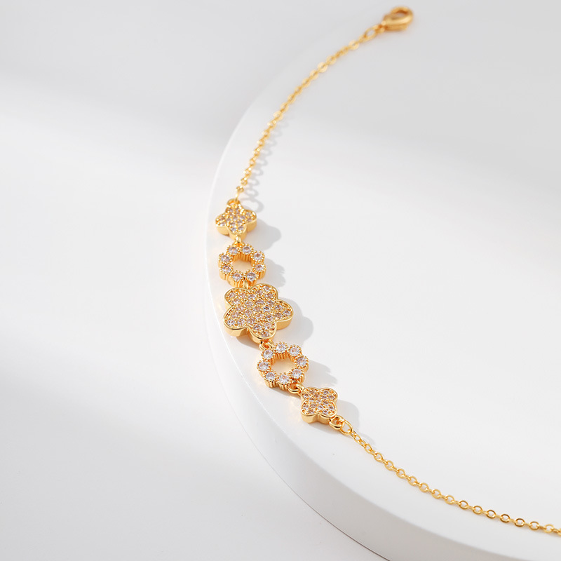 Lady Heart Shape Flower Copper Plating Bracelets 1 Piece