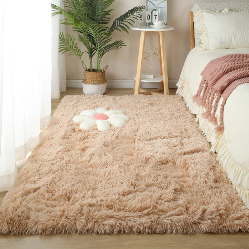 Alfombra mullida para dormitorio – tapete largo junto a la cama o sala, felpa suave, estilo acogedor