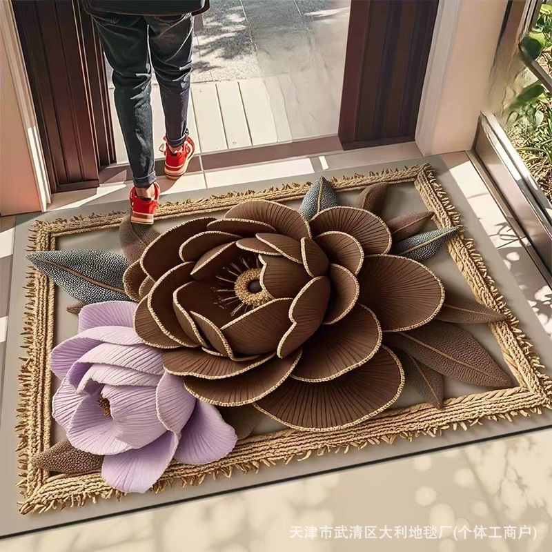 新型3d立体花珪藻泥じゅうたん異形花卉吸水速乾性フロアマット汚れ耐摩耗性フロアマット|undefined