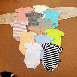 婴童POLO男短袖包屁衣夏季小童纯色上衣宝宝polo领T恤薄款时髦