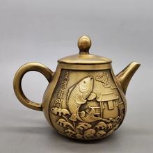 古董古玩批发仿古铜壶大清 黄铜鱼壶铜壶酒壶提梁壶家居实用茶壶