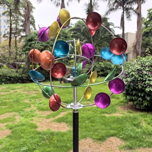 Summer Outdoor Space Decoration Colorful Ball Windmill Silent Bearing Rotating Courtyard Balcony Seaside Floor-Standing Ornaments