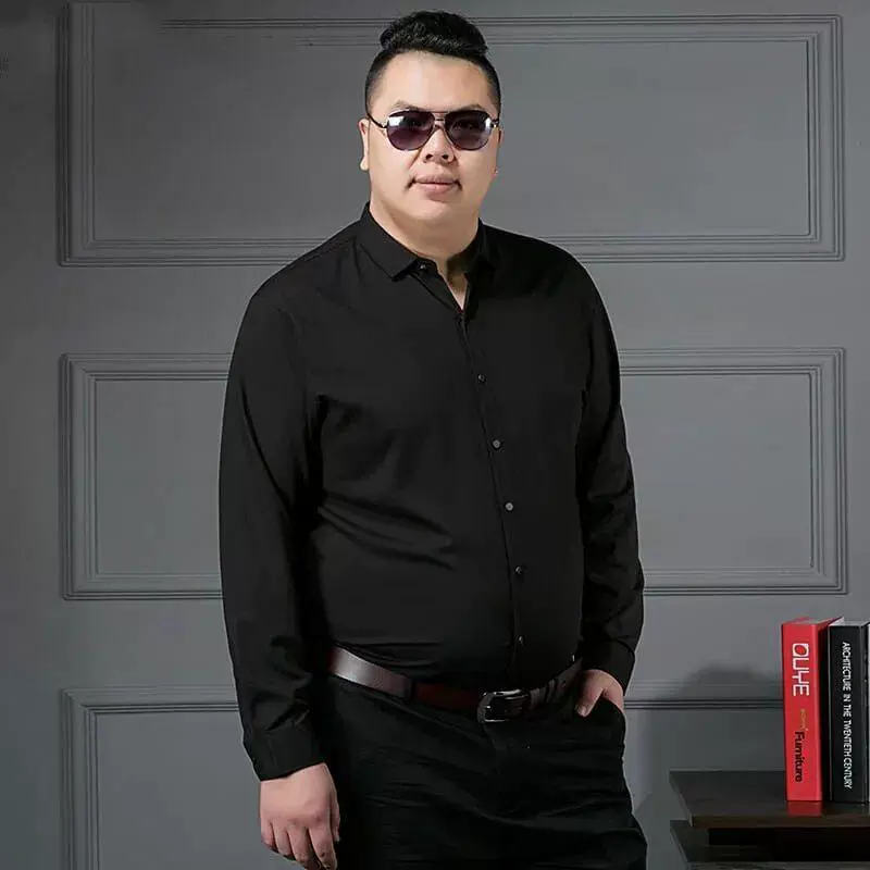 2023 новая рубашка больших размеров, мужская рубашка, Мужская привлекательная мода плюс толстый плюс большой Свободный Топ, мужская белая рубашка
